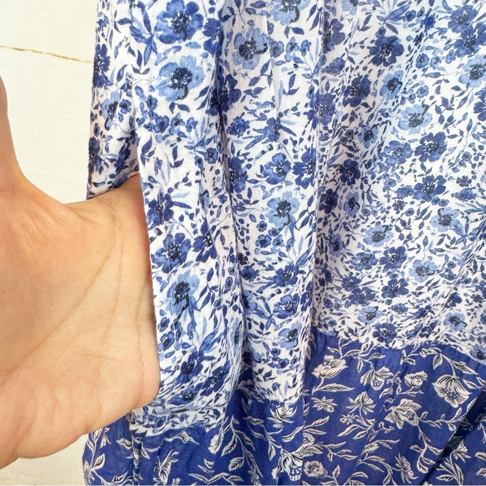 J. Jill Blue Floral Tiered Sleeveless Maxi Dress - Picture 12 of 12